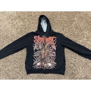SLIPKNOT HQ Metal Band Double Sided Hoodie Black Full Zip Men's Size Small